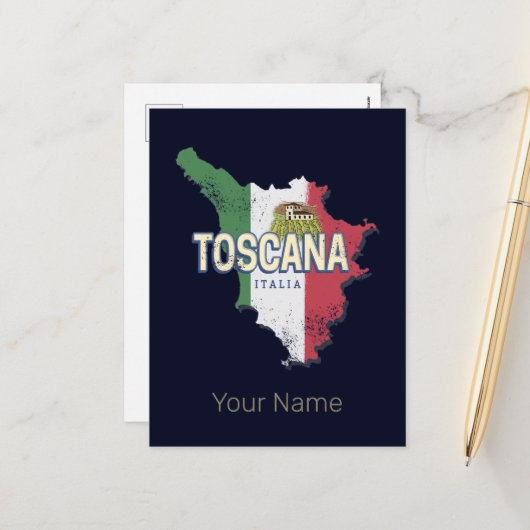 トスカニーイタリアレトロ地域マップヴィンテージファットリア シーズンポストカード (正面/裏面インサイチュ)