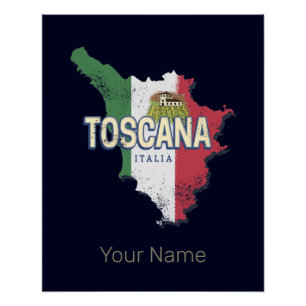 トスカニーイタリアレトロ地域マップヴィンテージファットリア ポスター