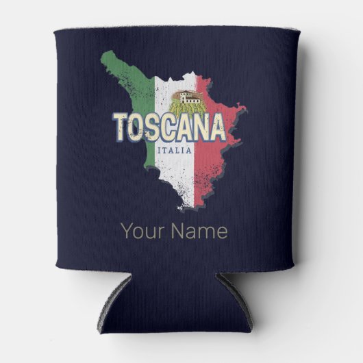 トスカニーイタリアレトロ地域マップヴィンテージファットリア 缶クーラー (正面)