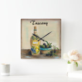 トスカニーオリーブ油時計 スクエア壁時計 (ホーム)