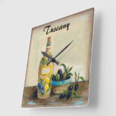 トスカニーオリーブ油時計 スクエア壁時計 (傾斜)