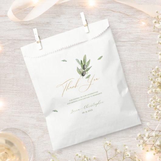 トスカニーオ葉リーブレブブランチ – サンキューユア フェイバーバッグ (クリップ留めされた状態)