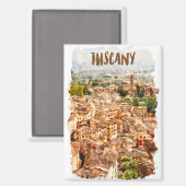 トスカニーカラフルイタリア水彩画 マグネット (正面/裏面)