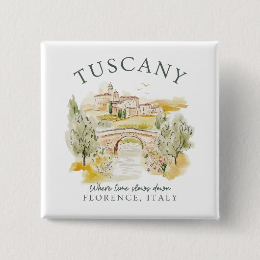 トスカニーフィレンツェItaly – 穏やかな夏の風景 缶バッジ (正面)