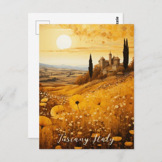 トスカニーフラワーバ絵画レーズ |イタリア旅行アート ポストカード (正面/裏面)