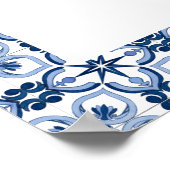 トスカニーブルーイタリアンタイルブライダルシャワー ポスター (角)