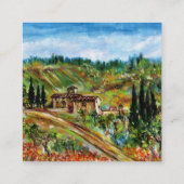 トスカニーランドスケープホワイトの古い農家 スクエア名刺 (裏面)