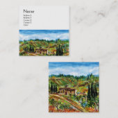 トスカニーランドスケープホワイトの古い農家 スクエア名刺 (正面/裏面)