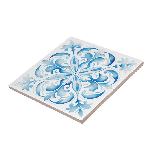 トスカニー地中海のブルーデザイン タイル (側面)