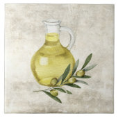 トスカニー素朴オリーブ油ボトルウォーターカラー タイル (正面)