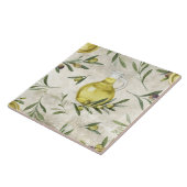 トスカニー素朴オリーブ油ボトル水彩画 タイル (側面)