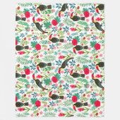 トスカラフルカン熱帯花パターン フリースブランケット (正面)