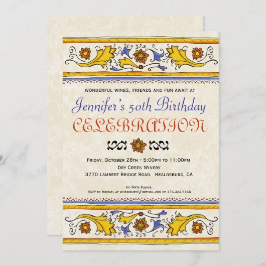 トスカンイタリアンパーティの招待状 招待状 (正面/裏面)