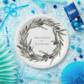 トスカンオリーブ植物リース紙プレート ペーパープレート (パーティー)