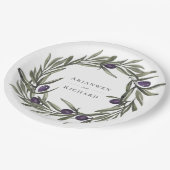 トスカンオリーブ植物リース紙プレート ペーパープレート (アングル)