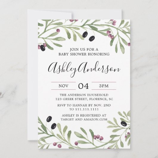 トスカンベビイタリアンーシャワー招待状 招待状 (正面)