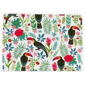 トスカーナとカラフルの熱帯花のパターン ラージペーパーバッグ (裏面)