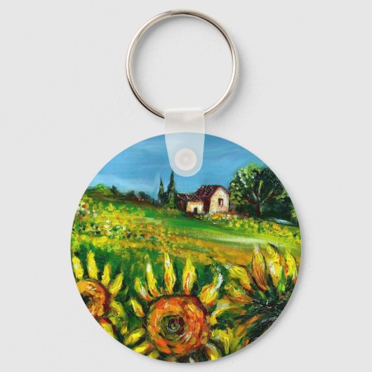 トスカーナのひまわりと田舎 キーホルダー (正面)