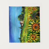 トスカーナのひまわりと田舎 タペストリー (正面)