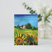 トスカーナのひまわりと田舎 ポストカード (スタンド正面)