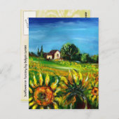 トスカーナのひまわりと田舎 ポストカード (正面/裏面)