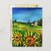 トスカーナのひまわりと田舎 ポストカード (正面/裏面)