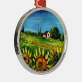 トスカーナのひまわりと田舎 メタルオーナメント (右)