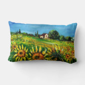 トスカーナのひまわりと田舎 ランバークッション (裏面)