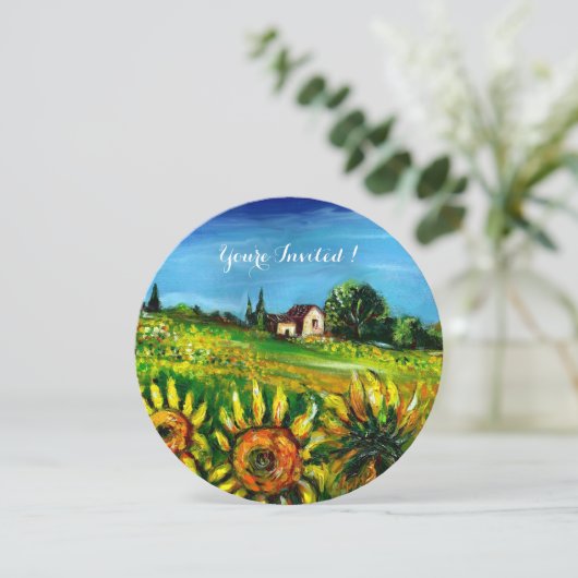トスカーナのひまわりと田舎 招待状 (スタンド正面)