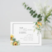 トスカーナのひまわり開花ブライダルシャワーホワイト インビテーションポストカード (スタンド正面)