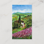 トスカーナのアイリス/緑の紫色の花畑 名刺 (裏面)