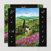 トスカーナのイリス, 緑の紫の花の野原, 黒 招待状 (正面/裏面)