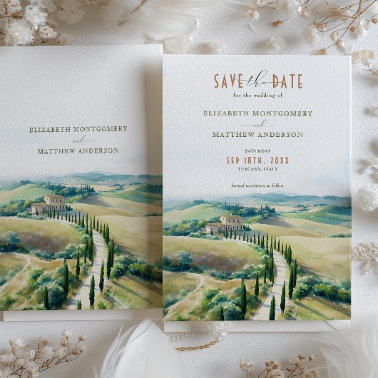 トスカーナのエレガンスは日付の国イタリアン側を保存 招待状