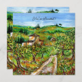 トスカーナのオリーブの木, 黄緑 白 招待状 (正面/裏面)