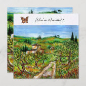 トスカーナのオリーブの木,黄色の緑の白 招待状 (正面/裏面)