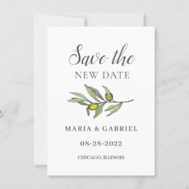 トスカーナのオリーブの枝。植物の結婚式の変更 セーブザデート