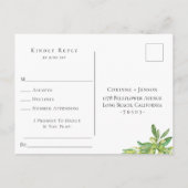 トスカーナのオリーブフレーム 結婚式出欠確認 曲リクエスト インビテーションポストカード (裏面)