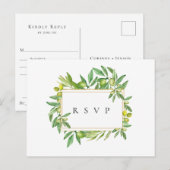 トスカーナのオリーブフレーム 結婚式出欠確認 Song Request インビテーションポストカード (正面/裏面)