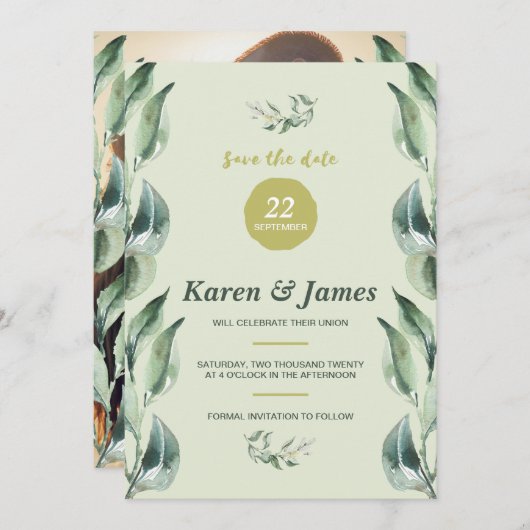 トスカーナのオリーブ・ガーデン日付の写真を保存 セーブザデート (正面/裏面)