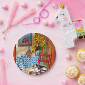 トスカーナのキッチンキャット、ひまわりワイングラス ペーパープレート (パーティー)