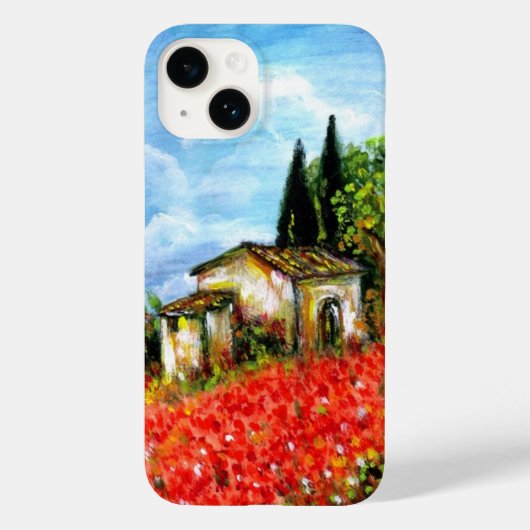 トスカーナのケシ/花畑のある風景 Case-Mate iPhoneケース (裏面)