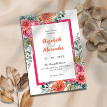 トスカーナのサンセットピンクとオレンジのフローラ結婚ズ