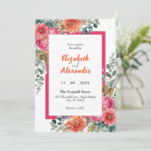 トスカーナのサンセットピンクとオレンジのフローラ結婚ズ 招待状 (スタンド正面)