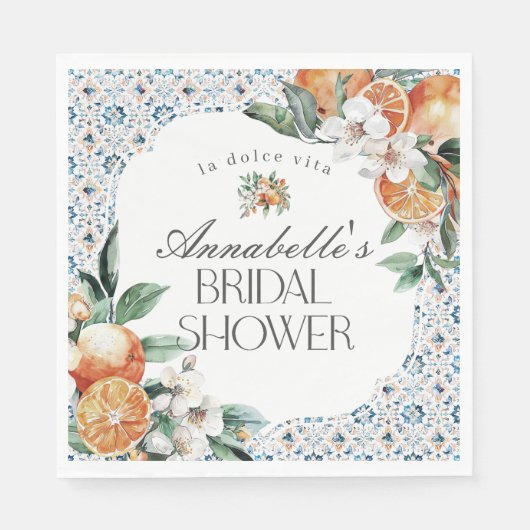トスカーナのタイルイタリアンブライダルシャワーテーブルデコール スタンダードランチョンナプキン (正面)
