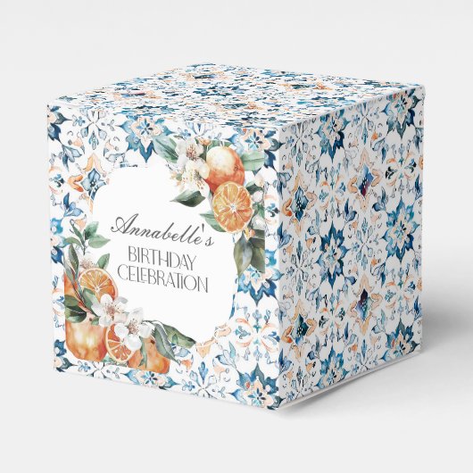 トスカーナのタイルイタリアン誕生日パーティーデザートの好意 フェイバーボックス (正面サイド)