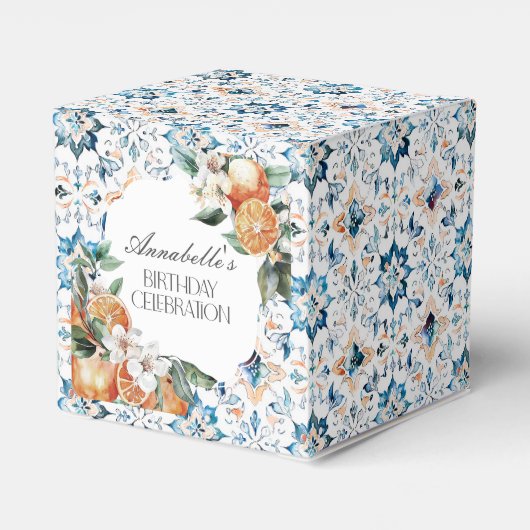 トスカーナのタイルイタリアン誕生日パーティーデザートの好意 フェイバーボックス (裏面サイド)