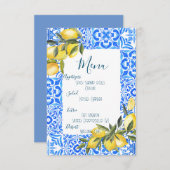 トスカーナのタイル水彩レモンのメニュー エンクロージャーカード (正面/裏面)