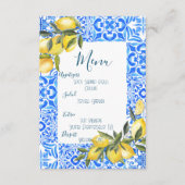 トスカーナのタイル水彩レモンのメニュー エンクロージャーカード (正面)