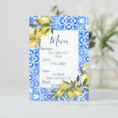 トスカーナのタイル水彩レモンのメニュー エンクロージャーカード (スタンド正面)