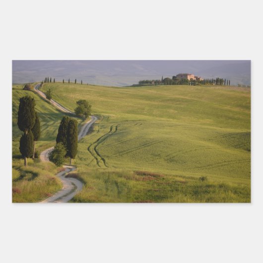 トスカーナのテラピルへの道の長方形ステッカー 長方形シール (正面)